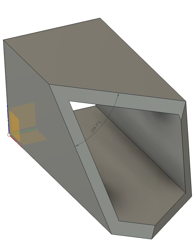 CAD view of the end of one of the tubes showing the complex angles